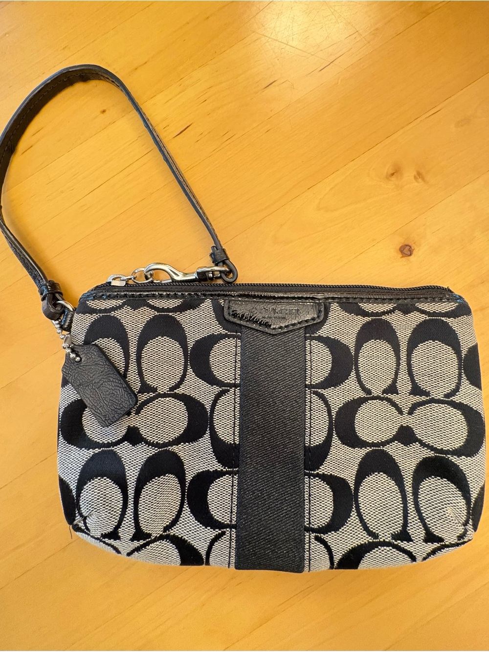 Coach Black and Gray Signature Wristlet